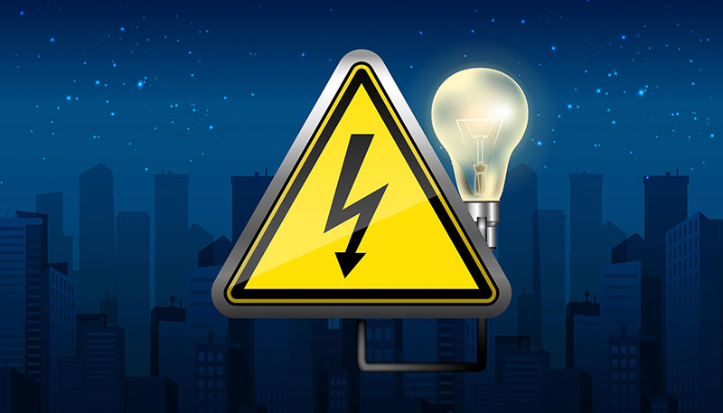 Unplanned commercial power outage warning icon