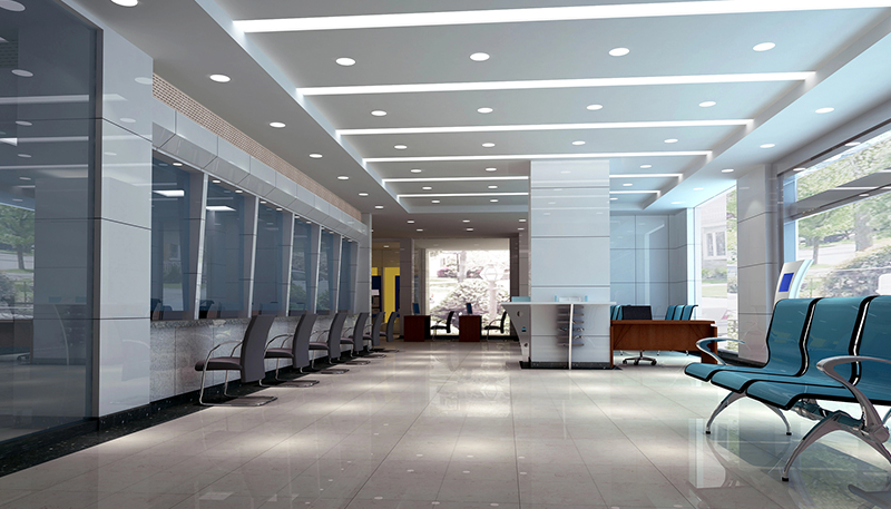 Commercial lighting retrofit installed by Brightline Electric